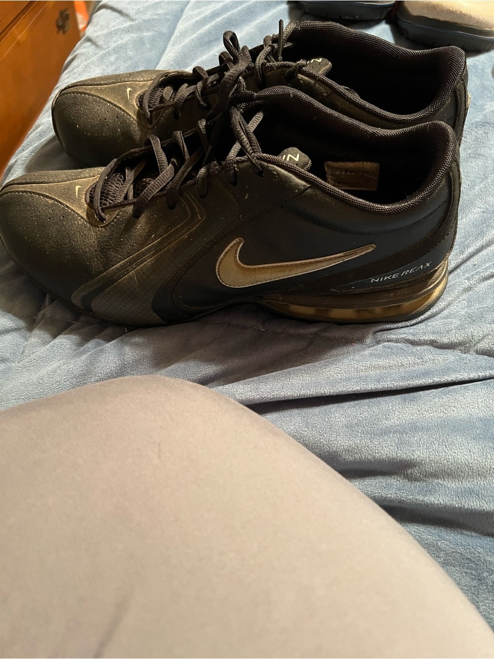 Nike Men’s Black and Gold Sneakers - Low Top Athletic Trainers